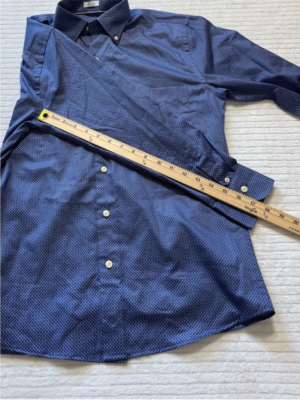 Peter Millar Blue Micro-Pattern Button-Down Dress Shirt - Picture 6 of 9